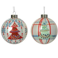KAEMINGK Lot de 12 boules de Noël en verre (D80 mm) Folk slave Multicolore Clearance