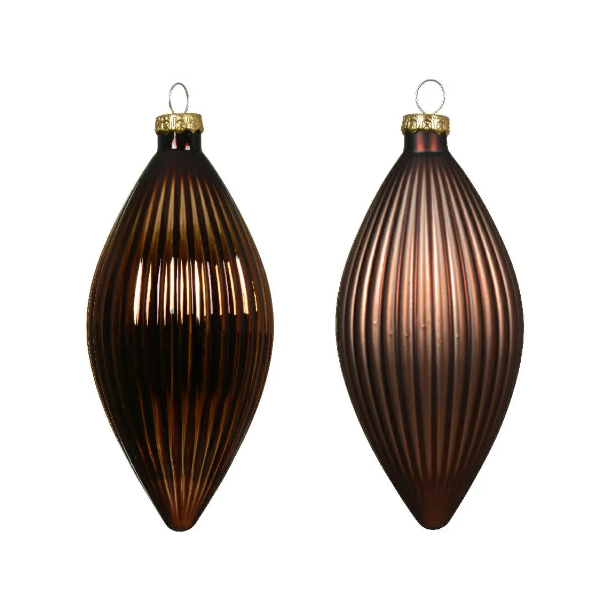 KAEMINGK Lot de 3 boules de Noël en verre (D60 mm) Goutte précieuse Brun café Outlet