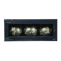 KAEMINGK Lot de 3 boules de Noël en verre (D80 mm) Feuillage d'hiver Vert romarin Online