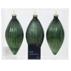 KAEMINGK Lot de 3 boules de Noël en verre (D60 mm) Goutte précieuse Vert sapin Sale