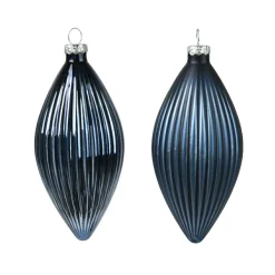 KAEMINGK Lot de 3 boules de Noël en verre (D60 mm) Goutte précieuse Bleu nuit