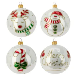 KOOPMAN Lot de 6 boules de Noël en verre (D100 mm) Mignonneries nacré Blanc Clearance