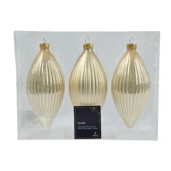 KAEMINGK Lot de 3 boules de Noël en verre (D60 mm) Goutte précieuse Perle Clearance