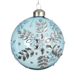 KAEMINGK Lot de 2 boules de Noël en verre (D100 mm) Glace de diamant Bleu Ciel Outlet