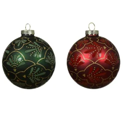 KAEMINGK Lot de 12 boules de Noël en verre (D80 mm) Gatsby Vert et rouge Vert sapin New
