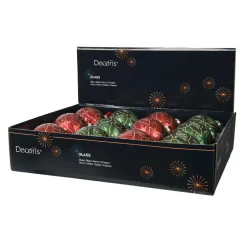 KAEMINGK Lot de 12 boules de Noël en verre (D80 mm) Gatsby Vert et rouge Vert sapin New