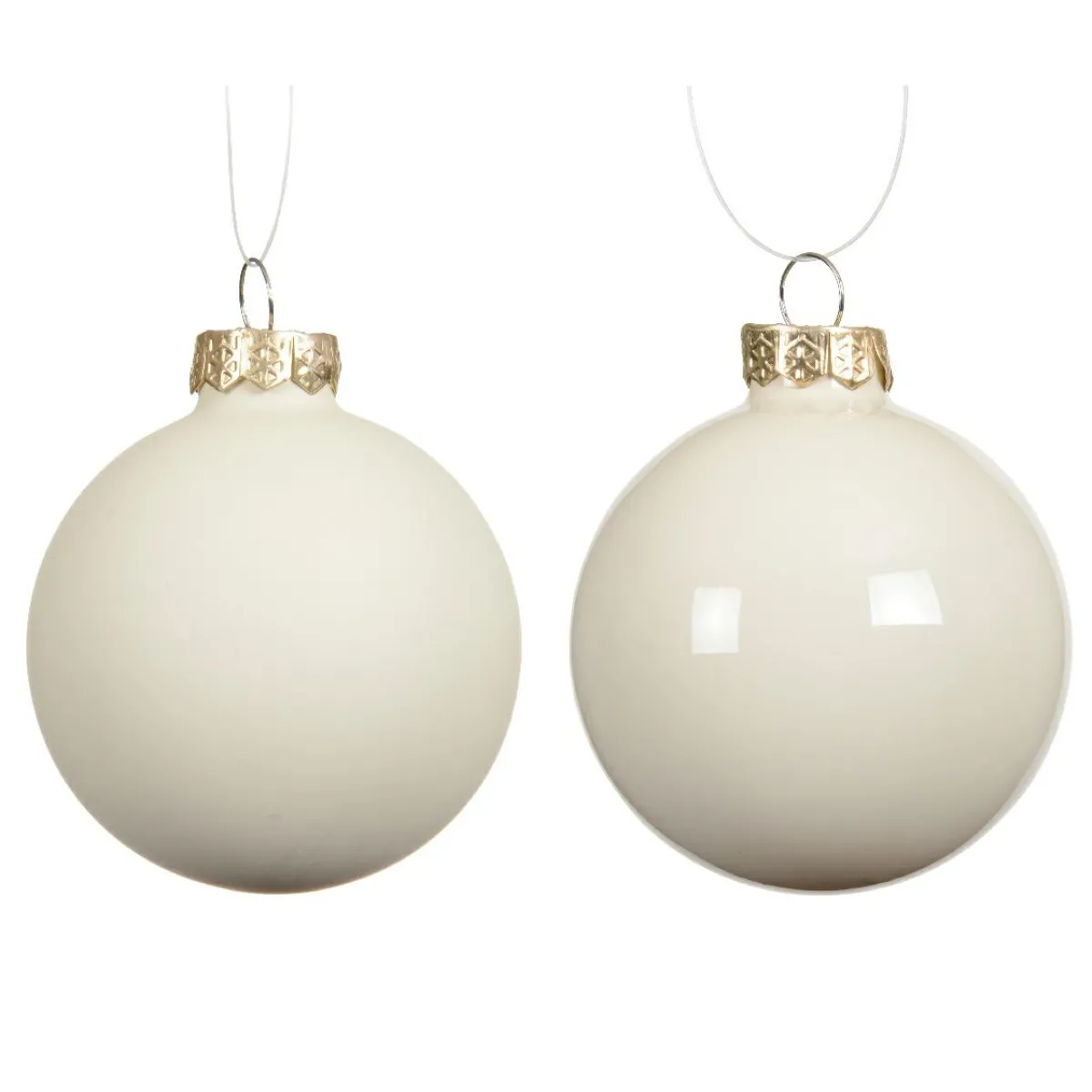 KAEMINGK Lot de 6 Boules de Noël en verre (D80 mm) Boréal Blanc laine Clearance