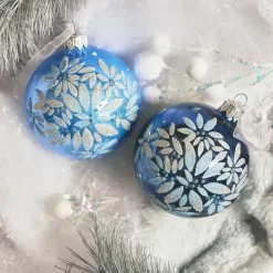 KAEMINGK Lot de 6 boules de Noël en verre (D80 mm) Éclats de nuit ciel Bleu Hot