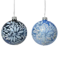 KAEMINGK Lot de 6 boules de Noël en verre (D80 mm) Éclats de nuit ciel Bleu Hot