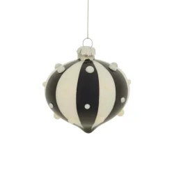 JJA Lot de 3 boules de Noël en verre (D80 mm) Carnaval d'Hiver et Blanc Noir Best