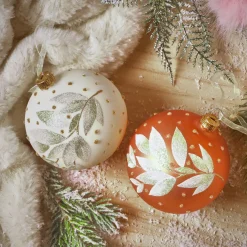 KAEMINGK Lot de 6 boules de Noël en verre (D80 mm) Nature d'hiver et blanc laine Cognac Online