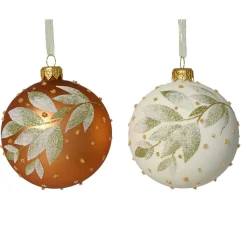KAEMINGK Lot de 6 boules de Noël en verre (D80 mm) Nature d'hiver et blanc laine Cognac Online
