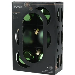 KAEMINGK Lot de 6 boules de Noël en verre (D80 mm) Boréal Vert sapin