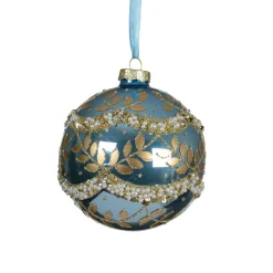 KAEMINGK Lot de 2 boules de Noël en verre (D100 mm) Perle glacée Bleu Outlet