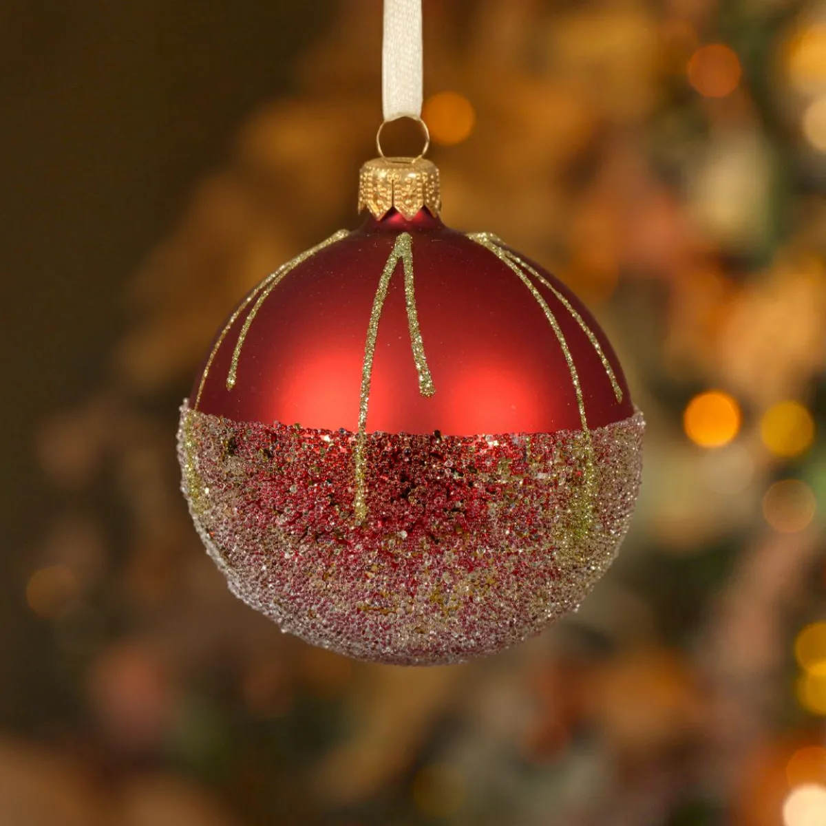 KAEMINGK Lot de 6 boules de Noël en verre (D80 mm) Ballotine Rouge Sale