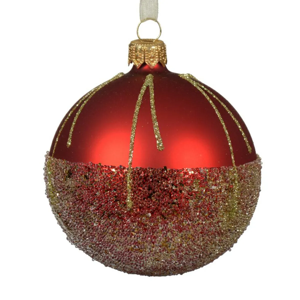 KAEMINGK Lot de 6 boules de Noël en verre (D80 mm) Ballotine Rouge Sale