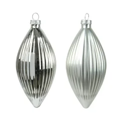 KAEMINGK Lot de 3 boules de Noël en verre (D60 mm) Goutte précieuse Argent New