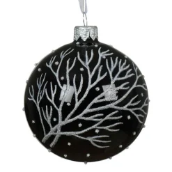 KAEMINGK Lot de 6 boules de Noël en verre (D80 mm) Branches d'hiver Noir New