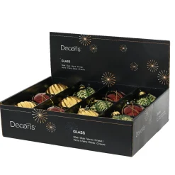 KAEMINGK Lot de 12 boules de Noël en verre (D100 mm) Rêverie , vert sapin et or Bordeaux Clearance