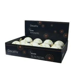 KAEMINGK Lot de 12 boules de Noël en verre (D80 mm) Paris pailleté Blanc laine Online