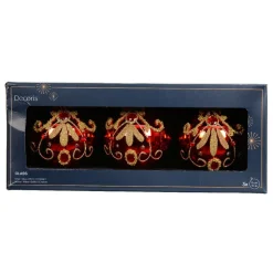KAEMINGK Lot de 3 boules de Noël en verre (D80 mm) Palazzo Rouge New