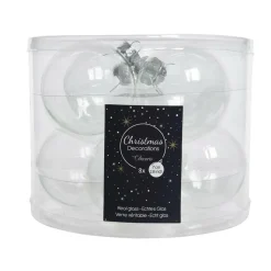 KAEMINGK Lot de 8 boules de Noël en verre (D70 mm) Myst Transparent New