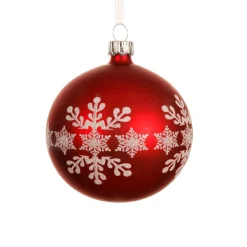 KAEMINGK Lot de 6 boules de Noël en verre (D80 mm) Flocon de neige Rouge