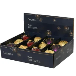 KAEMINGK Lot de 12 boules de Noël en verre (D80 mm) Shine Glam et figue Or Clearance