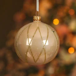 KAEMINGK Lot de 6 boules de Noël en verre (D80 mm) Prestige Perle Outlet