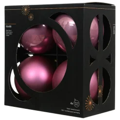 KAEMINGK Lot de 4 boules de Noël en verre (D100 mm) Boréal Vieux rose Hot