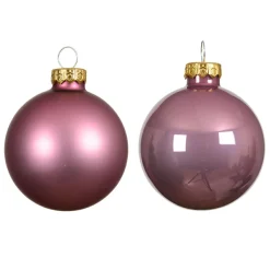KAEMINGK Lot de 6 boules de Noël en verre (D80 mm) Boréal Vieux rose Online