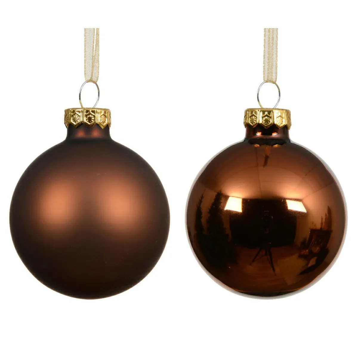KAEMINGK Lot de 4 Boules de Noël en verre (D100 mm) Boréal Brun café Sale