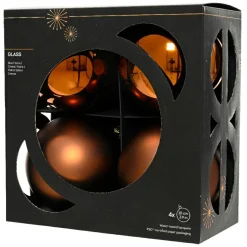 KAEMINGK Lot de 4 Boules de Noël en verre (D100 mm) Boréal Brun café Sale