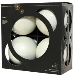 KAEMINGK Lot de 4 Boules de Noël en verre (D100 mm) Boréal Blanc