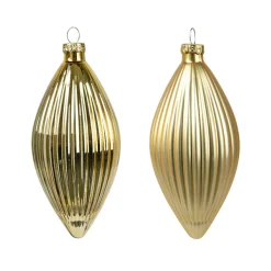 KAEMINGK Lot de 3 boules de Noël en verre (D60 mm) Goutte précieuse Or Clearance