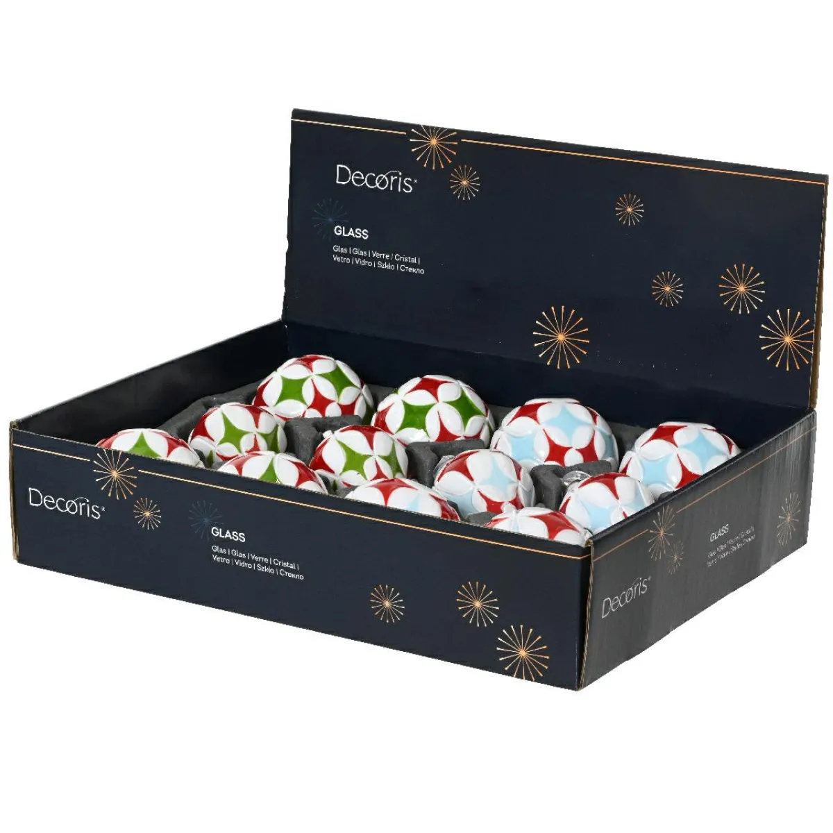 KAEMINGK Lot de 12 boules de Noël en verre (D80 mm) Winter time Multicolore Online