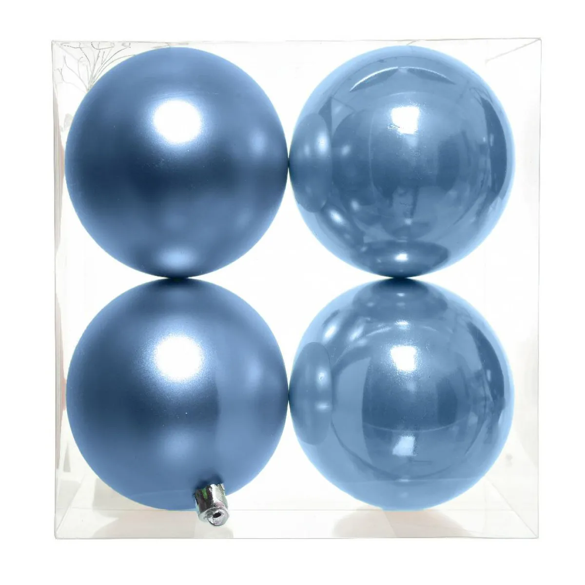 KAEMINGK Lot de 4 boules de Noël unies (D100 mm) Aravis Bleu Ciel Best