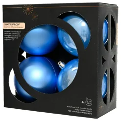 KAEMINGK Lot de 4 boules de Noël unies (D100 mm) Aravis Bleu Ciel Best