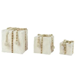 KAEMINGK Lot de 3 cadeaux (H21 cm) Fourrure douceur Blanc laine Online