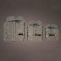 KAEMINGK Lot de 3 cadeaux lumineux à piles 90 LED (H28 cm) Féerie Blanc chaud Online