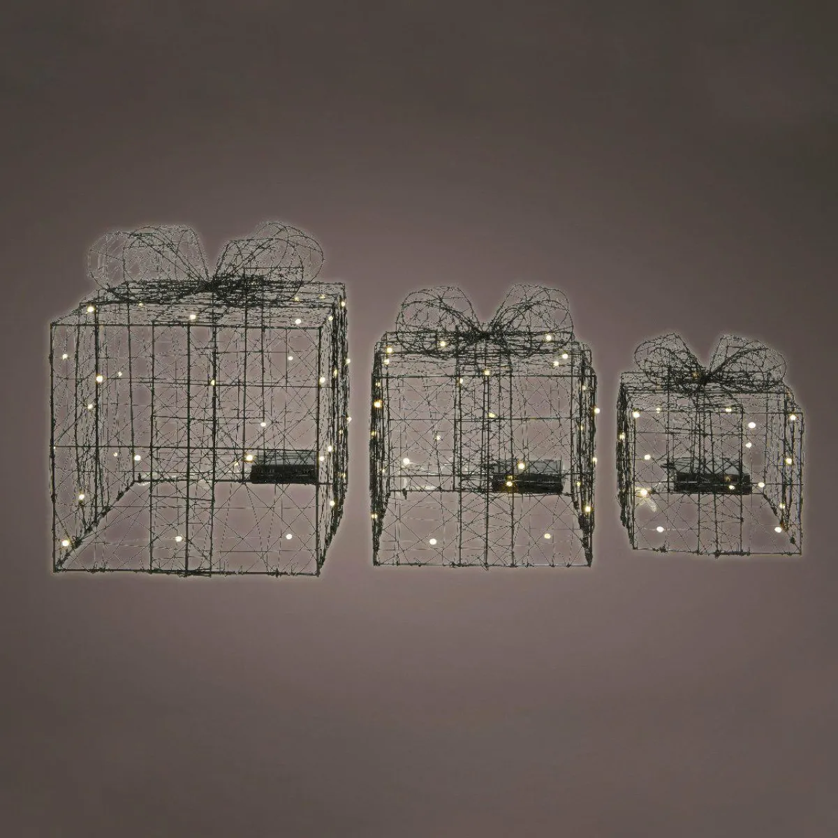 KAEMINGK Lot de 3 cadeaux lumineux à piles 90 LED (H28 cm) Féerie Blanc chaud Online
