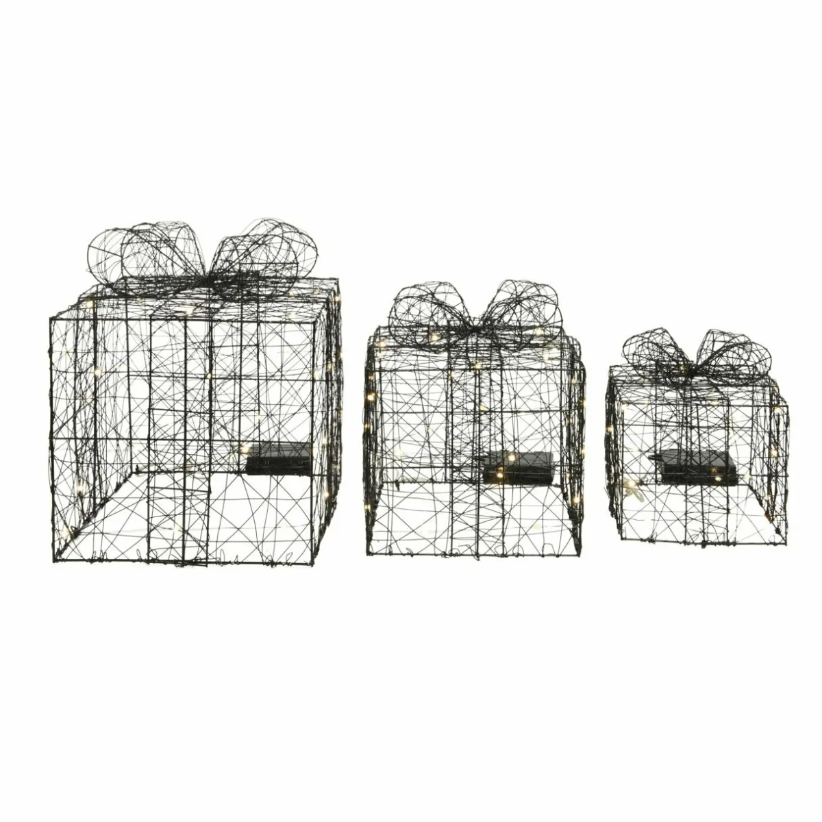 KAEMINGK Lot de 3 cadeaux lumineux à piles 90 LED (H28 cm) Féerie Blanc chaud Online