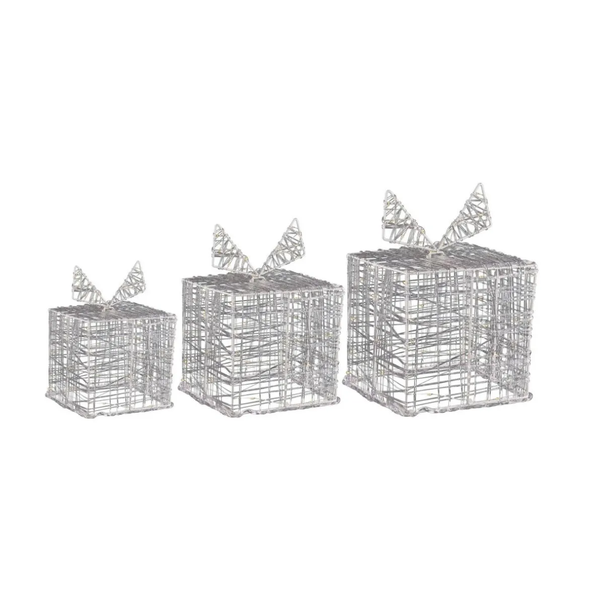 KOOPMAN Lot de 3 cadeaux lumineux 90 LED (H20 cm) Santa Blanc chaud Best