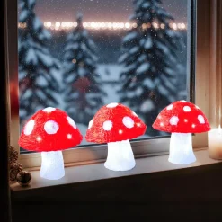 EMINZA Lot de 3 champignons lumineux solaires (H18 cm) Mushy Blanc froid Online