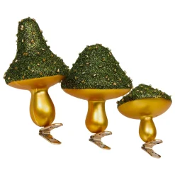 JJA Lot de 3 champignons sur pince (H10 cm) Paillettes de Noël Vert Outlet