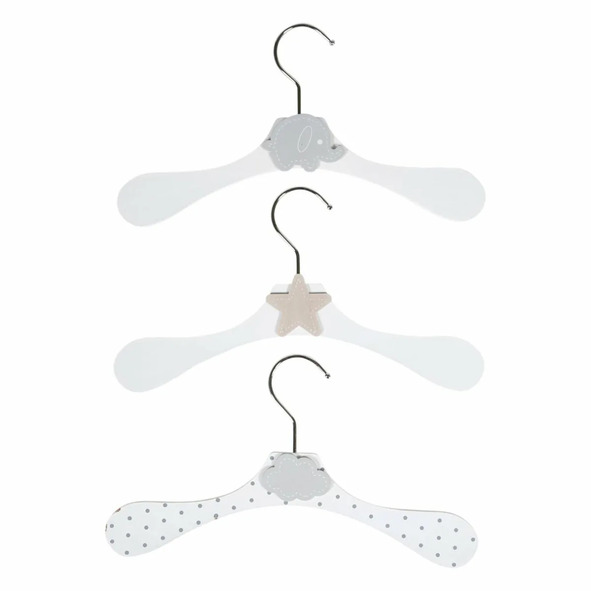 OSTARIA Lot de 3 cintres enfant bois Gris Best