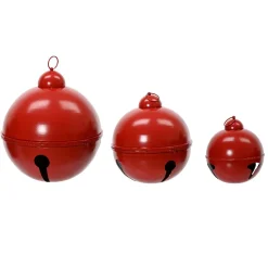 KAEMINGK Lot de 3 Cloches Géantes en métal à suspendre (D52-42-31 cm) Grisons Rouge Sale