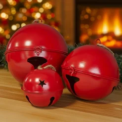 KAEMINGK Lot de 3 Cloches métal à suspendre (D24-20-14 cm) Grisons Rouge Sale