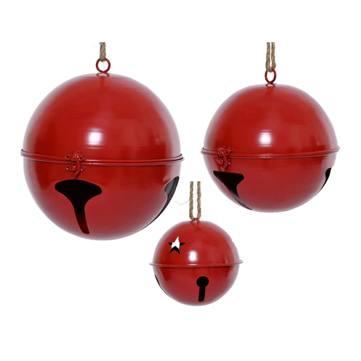 KAEMINGK Lot de 3 Cloches métal à suspendre (D24-20-14 cm) Grisons Rouge Sale