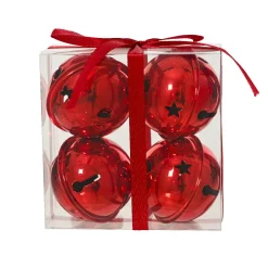 KAEMINGK Lot de 4 clochettes en métal (D11 cm) Christmas Nova Rouge Clearance